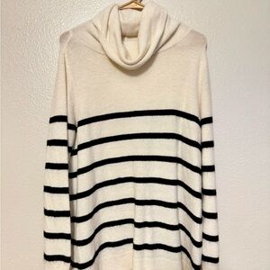 Old Navy Cream and Black Striped Turtleneck Sweater